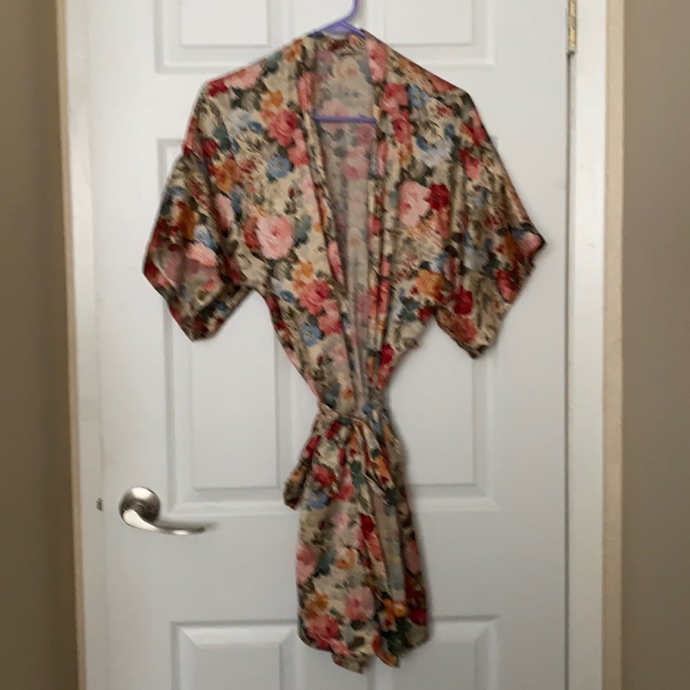 Floral silk robe